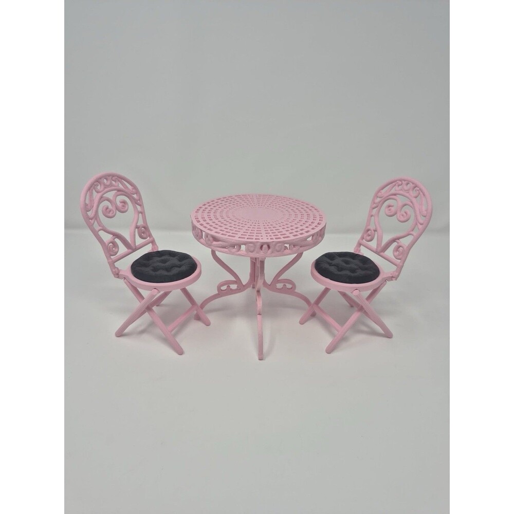 1/6 Scale Miniature Patio Set 3D Printed Pink Bistro Table & Chairs Furniture